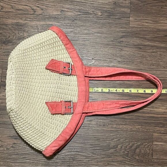 Rolfs Woven Straw Purse Handbag Cream With Pink Straps - Picture 10 of 13